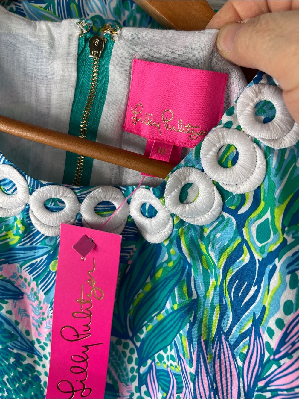 Lilly Pulitzer Blue Green Pink Tropical Two-Piece Maxi Dress - Picture 7 of 9